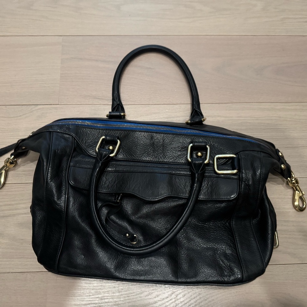 Black leather Rebecca Minkoff shoulder bag.